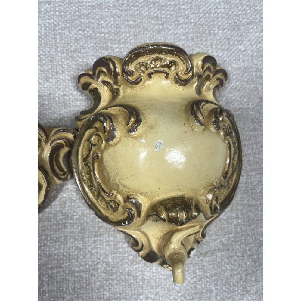 Vintage Mid Century Chalkware Wall Pocket Faux Lavabo Fountain Planter Sconce - Picture 4 of 14